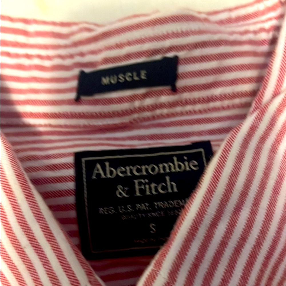 Abercrombie & Fitch Red Striped Casual Button Down Shirt